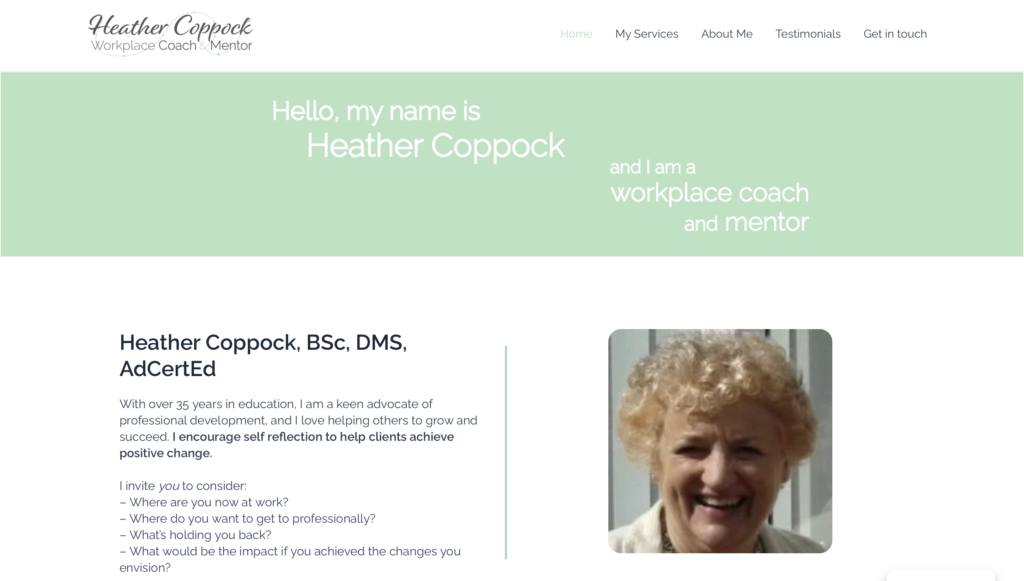 portfolio Heather Coppock Workplace Coach & Mentor screenshot